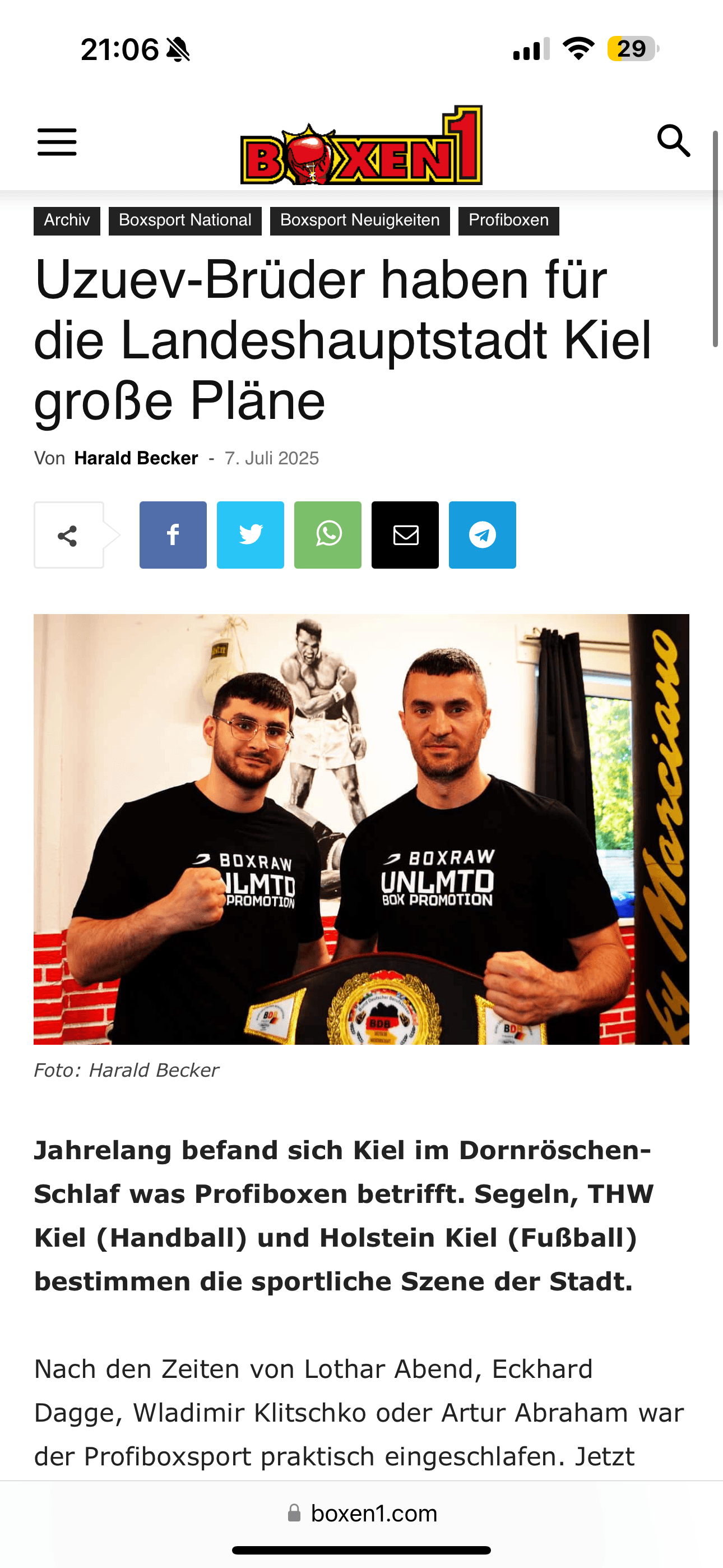 Boxen1.com Presseartikel — Uzuev-Brüder haben für die Landeshauptstadt Kiel große Pläne